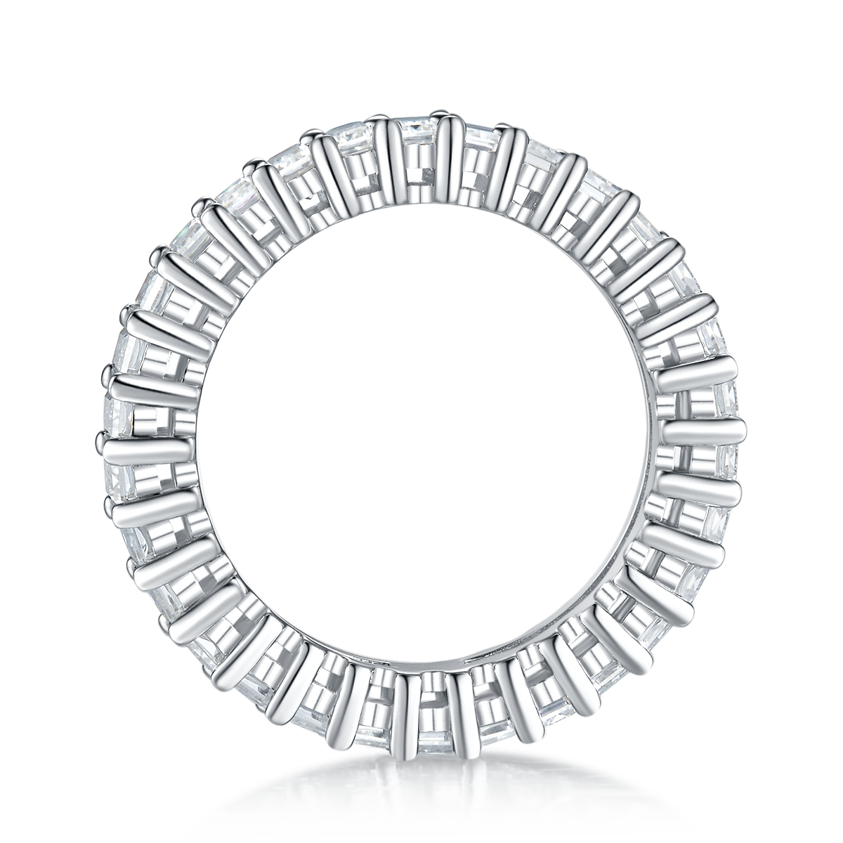 Rectangular Full Body Ring S925 Silver Plated Platinum Moissanite Women's Ring 4.6 Carat D-Class